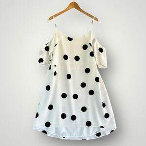 🎉5 for $45🎉 Bar iii Dress Polka Dot Women Size XXL White Black Cold Shoulder